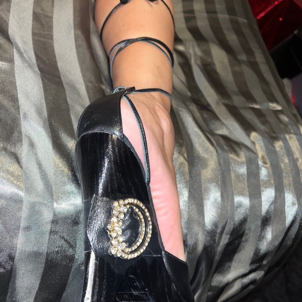 The Highest Heel Collection Black Stonewood wedges